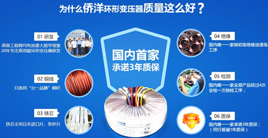 僑洋環形變壓器廠家承諾3年質保，年產值2億的環形變壓器香港上市公司